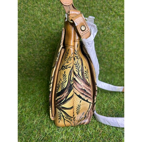 Anuschka Hand Painted Leopard‎ Leather Crossbody Organizer NWT - Picture 5 of 12